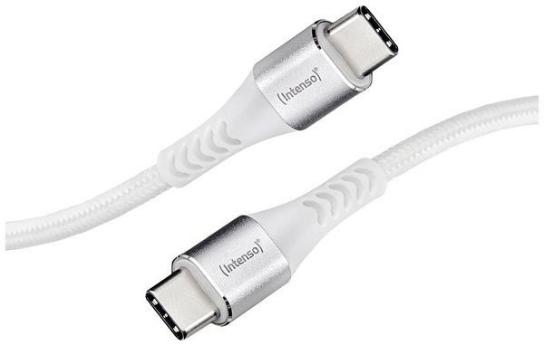 Intenso USB-Kabel USB 2.0 USB-C Stecker, USB-C Stecker 1.50 m Weiß Stoff-Ummantelung 7901002