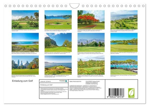 Produktbild: Einladung zum Golf (Wandkalender 2026 DIN A4 quer), CALVENDO Monatskalender
