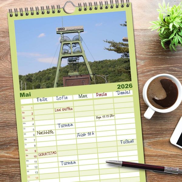Produktbild: Familienplaner 2026 - Zeche Prosper-Haniel Bottrop mit 5 Spalten (Wandkalender, 21 x 45 cm) CALVENDO