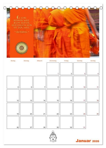 Produktbild: Buddhas Zitate und Weisheiten (Tischkalender 2026 DIN A5 hoch), CALVENDO Monatskalender