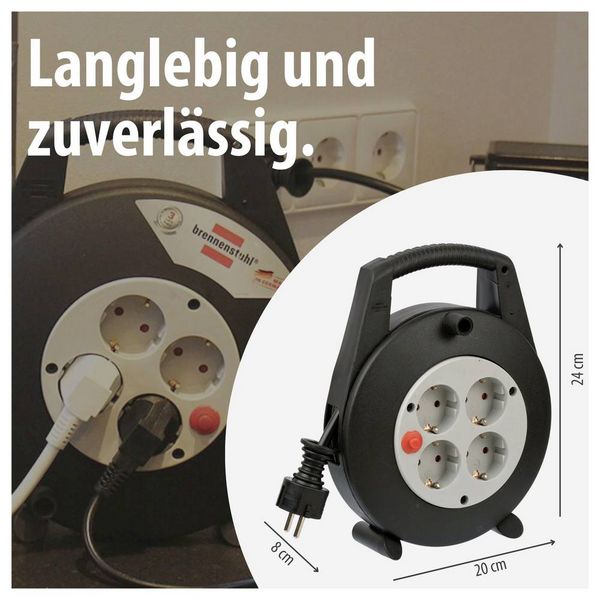 Produktbild: Brennenstuhl 1092200 Kabeltrommel 5.00m Schwarz Schutzkontakt-Stecker
