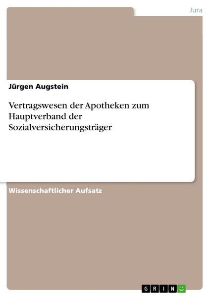 Produktbild: Vertragswesen der Apotheken zum Hauptverband der Sozialversicherungstr&auml;ger