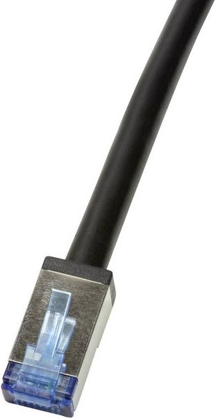 Produktbild: LogiLink CQ7093S RJ45 Patchkabel CAT 6a S/FTP 10.00 m Schwarz Geschirmt, UV-Best&auml;ndig, &Ouml;lbest&auml;ndig 1 St.