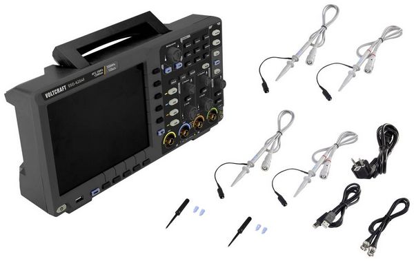 Produktbild: VOLTCRAFT DSO-6204F Digital-Oszilloskop 200 MHz 4-Kanal 1 GSa/s 10 Mpts 8 Bit Digital-Speicher (DSO), Funktionsgenerator 1 St.