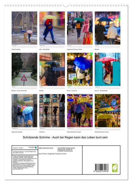 Produktbild: Sch&uuml;tzende Schirme - Auch bei Regen kann das Leben bunt sein (hochwertiger Premium Wandkalender 2026 DIN A2 hoch), Kunstdruck in Hochglanz