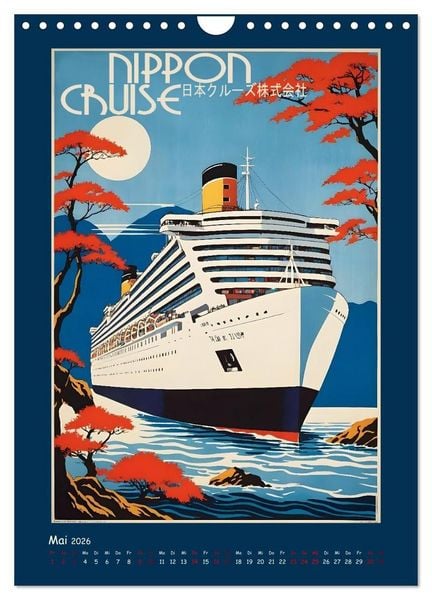 Produktbild: Vintage Schiffsplakate - nostalgische Kreuzfahrt um die Welt (Wandkalender 2026 DIN A4 hoch), CALVENDO Monatskalender