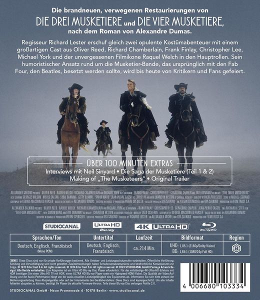 Produktbild: Die Musketiere - Einer f&uuml;r Alle - Alle f&uuml;r einen! (2 4K Ultra HDs) ( + 2 Blu-rays)