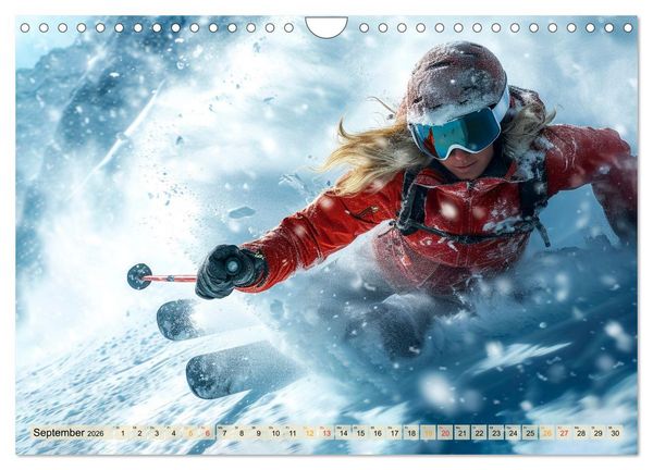 Produktbild: Skifahren - tolle Momente (Wandkalender 2026 DIN A4 quer), CALVENDO Monatskalender