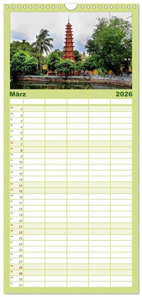 Produktbild: Familienplaner 2026 - Vietnam &ndash; Land der Kontraste 2026 mit 5 Spalten (Wandkalender, 21 x 45 cm) CALVENDO