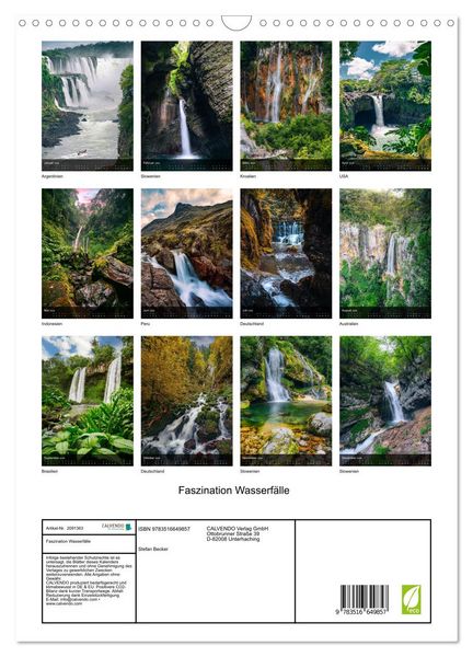 Produktbild: Faszination Wasserf&auml;lle (Wandkalender 2026 DIN A3 hoch), CALVENDO Monatskalender