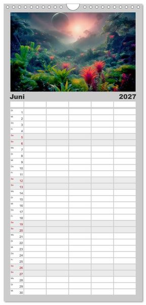 Produktbild: Familienplaner 2027 - Extraterrestrisch - Auf fremden Planeten mit 5 Spalten (Wandkalender, 21 x 45 cm) CALVENDO