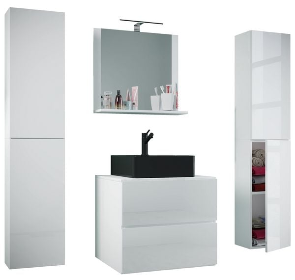 Produktbild: 5-tlg Waschtisch Badm&ouml;bel 60cm Lendas XL Schublade