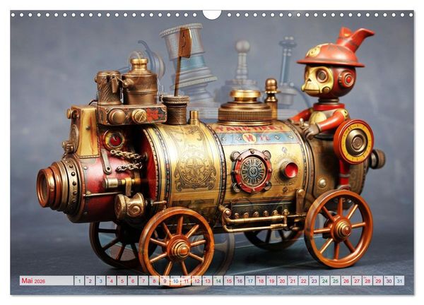 Produktbild: Mechanische Wunderwelten - Ein Jahr mit Steampunk Toys (Wandkalender 2026 DIN A3 quer), CALVENDO Monatskalender