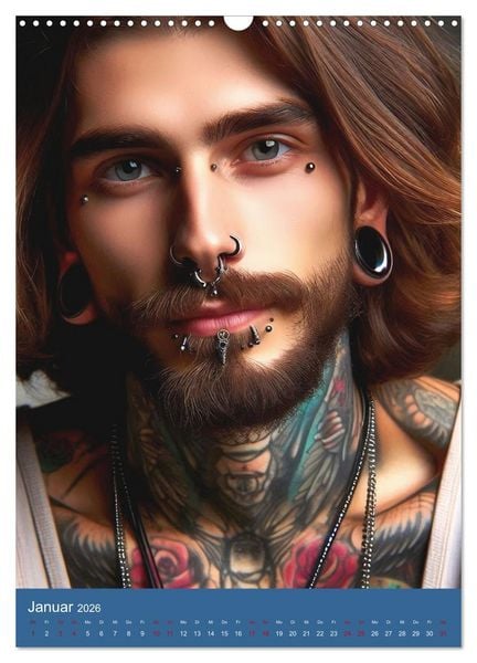 Produktbild: Tattoo und Piercing Men (Wandkalender 2026 DIN A3 hoch), CALVENDO Monatskalender