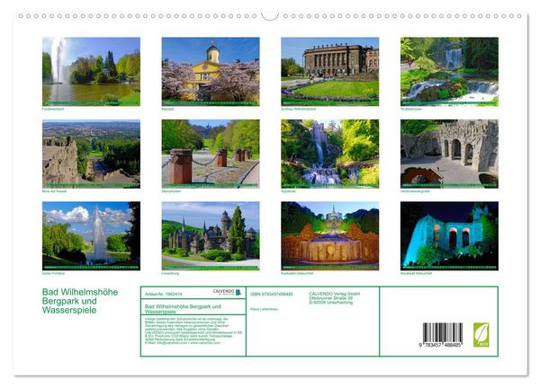 Produktbild: Bad Wilhelmsh&ouml;he Bergpark und Wasserspiele (hochwertiger Premium Wandkalender 2026 DIN A2 quer), Kunstdruck in Hochglanz