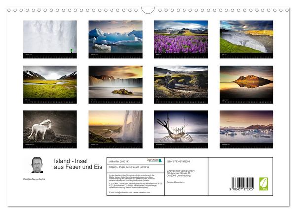 Produktbild: Island - Insel aus Feuer und Eis (Wandkalender 2026 DIN A3 quer), CALVENDO Monatskalender
