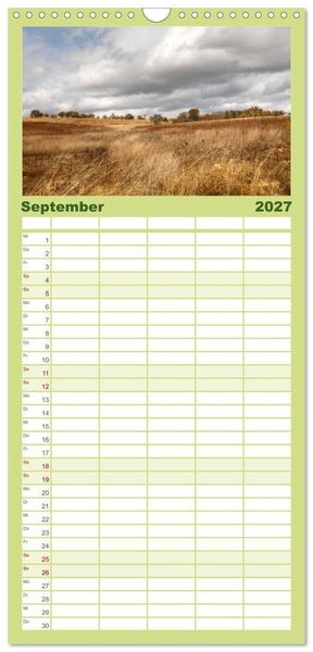 Produktbild: Familienplaner 2027 - Farbenfrohe Heimat mit 5 Spalten (Wandkalender, 21 x 45 cm) CALVENDO