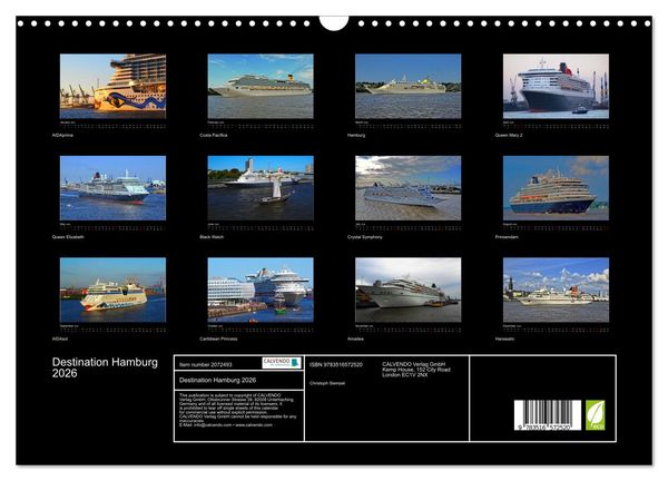 Produktbild: Destination Hamburg 2026 (Wall Calendar 2026 DIN A3 landscape), CALVENDO 12 Month Wall Calendar