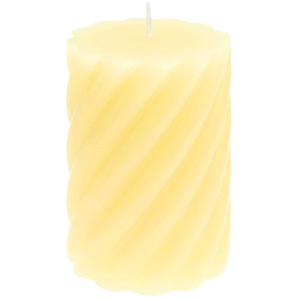 Produktbild: Stumpenkerze "Spiral" Gelb 7x10 cm, 300 g Brenndauer: 30h