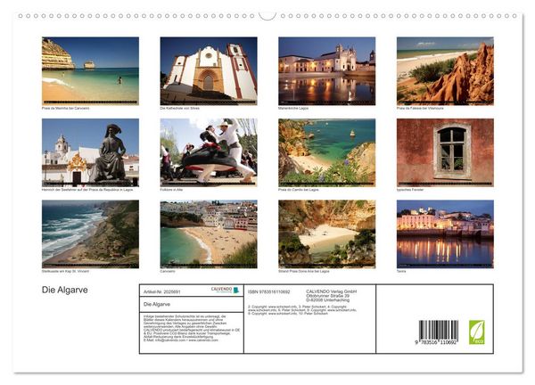Produktbild: Die Algarve (hochwertiger Premium Wandkalender 2026 DIN A2 quer), Kunstdruck in Hochglanz
