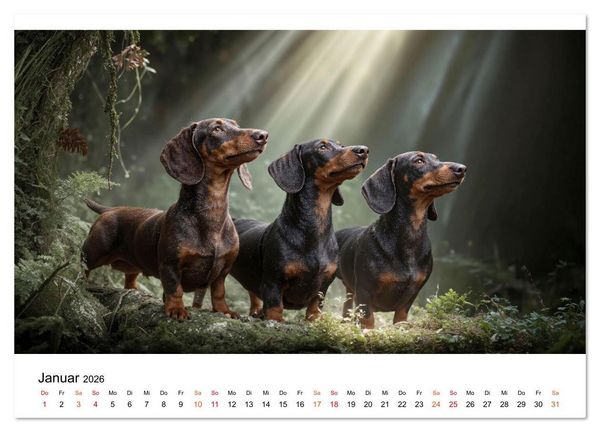 Produktbild: Dackel - ein Blick gen&uuml;gt (Wandkalender 2026 DIN A2 quer), CALVENDO Monatskalender