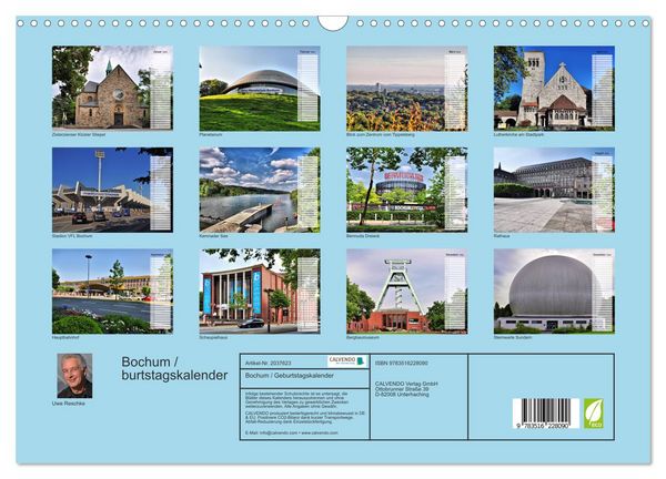 Produktbild: Bochum / Geburtstagskalender (Wandkalender 2026 DIN A3 quer), CALVENDO Monatskalender