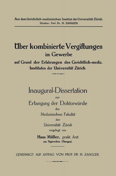 Produktbild: &Uuml;eber kombinierte Vergiftungen im Gewerbe auf Grund der Erfahrungen des Gerichtlich-mediz. Institutes der Universit&auml;t Z&uuml;rich