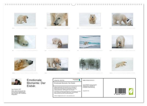 Produktbild: Emotionale Momente: Der Eisb&auml;r. (hochwertiger Premium Wandkalender 2026 DIN A2 quer), Kunstdruck in Hochglanz
