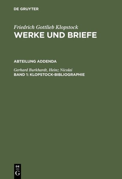 Produktbild: Klopstock-Bibliographie