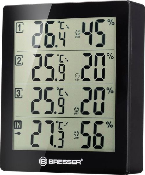 Produktbild: Bresser Optik Quadro Thermo-/Hygrometer Schwarz 7000020CM3000