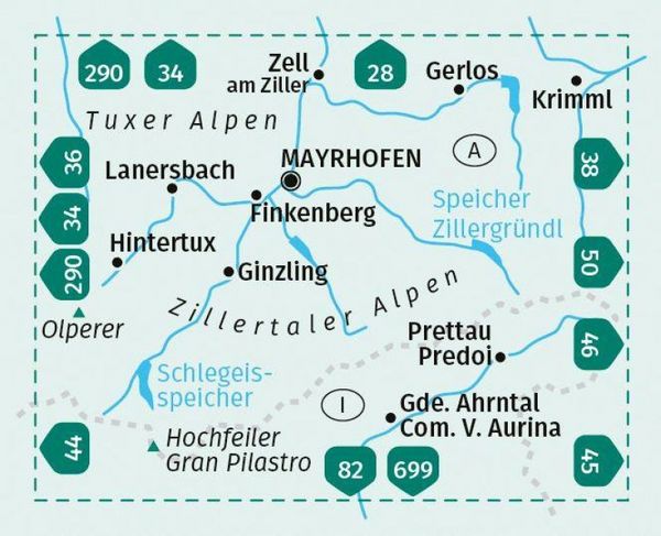 Produktbild: KOMPASS Wanderkarte 37 Zillertaler Alpen, Tuxer Alpen 1:50.000