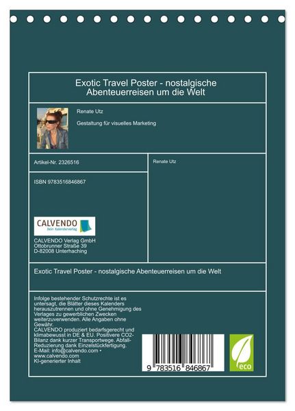 Produktbild: Exotic Travel Poster - nostalgische Abenteuerreisen um die Welt (Tischkalender 2027 DIN A5 hoch), CALVENDO Monatskalender