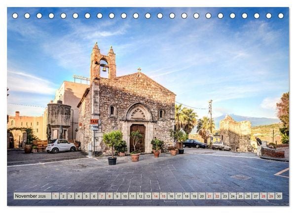 Produktbild: Taormina zur blauen Stunde (Tischkalender 2026 DIN A5 quer), CALVENDO Monatskalender