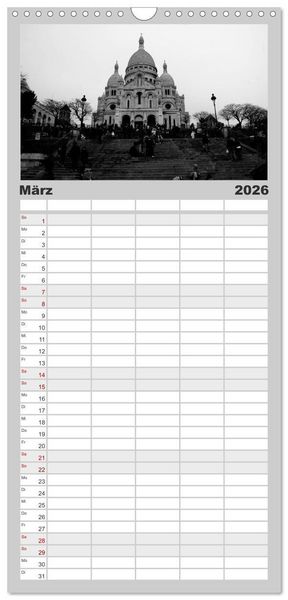 Produktbild: Familienplaner 2026 - BLACK 'N WHITE mit 5 Spalten (Wandkalender, 21 x 45 cm) CALVENDO