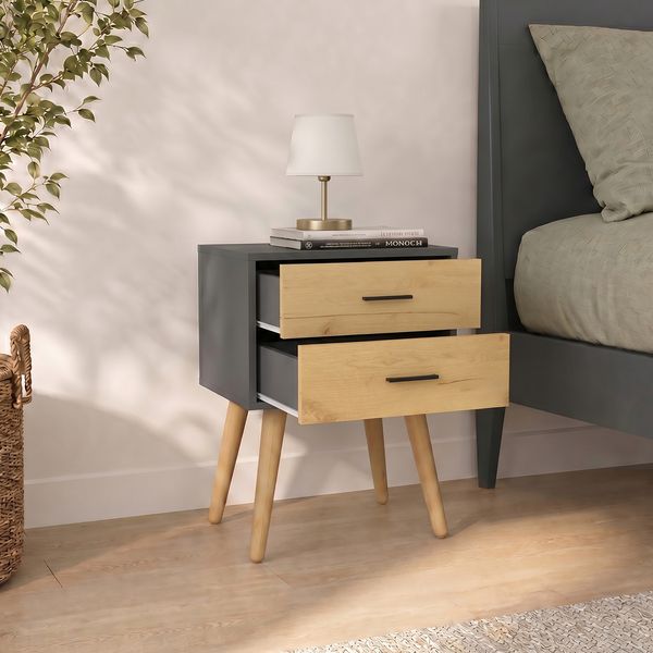 Produktbild: Nachttisch mit 2 Schublade 45x30x56 cm Singol XXL