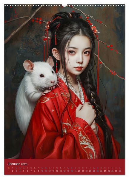 Produktbild: Chinesische Tierkreiszeichen - Fantasie-Zodiak im Stil des alten Chinas (Wandkalender 2026 DIN A2 hoch), CALVENDO Monatskalender