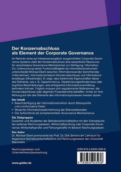 Produktbild: Der Konzernabschluss als Element der Corporate Governance