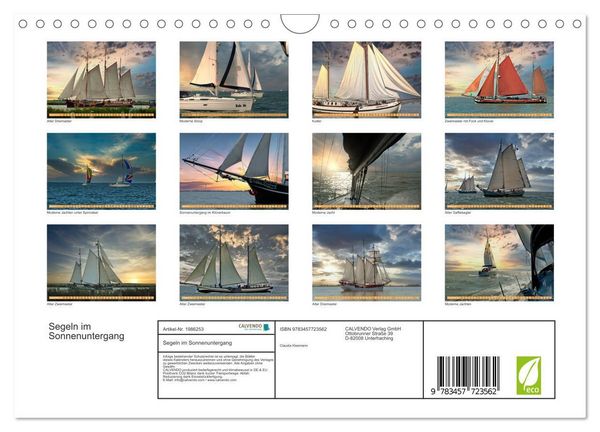 Produktbild: Segeln im Sonnenuntergang (Wandkalender 2026 DIN A4 quer), CALVENDO Monatskalender