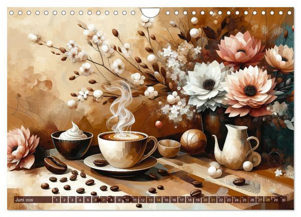 Produktbild: Kaffee & Kunst: Ein Kalender f&uuml;r Genie&szlig;er (Wandkalender 2026 DIN A4 quer), CALVENDO Monatskalender