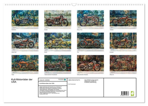Produktbild: Kult-Motorr&auml;der der USA (Wandkalender 2027 DIN A2 quer), CALVENDO Monatskalender