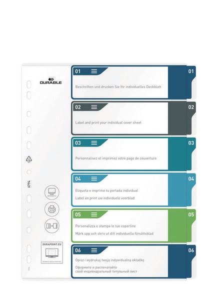 Produktbild: Durable 679427 Register DIN A4+ 1-6 Mehrfarbig 6 Registerbl&auml;tter 679427