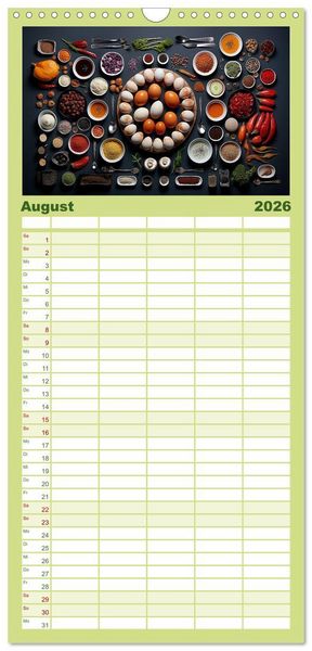 Produktbild: Familienplaner 2026 - Ordentlich Vegetarisch mit 5 Spalten (Wandkalender, 21 x 45 cm) CALVENDO