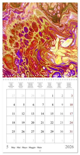 Produktbild: Explosion of colours - colourful Acrylic Pouring Paintings (Wall Calendar 2026 12 &times; 12 Inch) CALVENDO 12 Month Wall Calendar