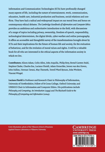 Produktbild: The Cambridge Handbook of Information and Computer Ethics