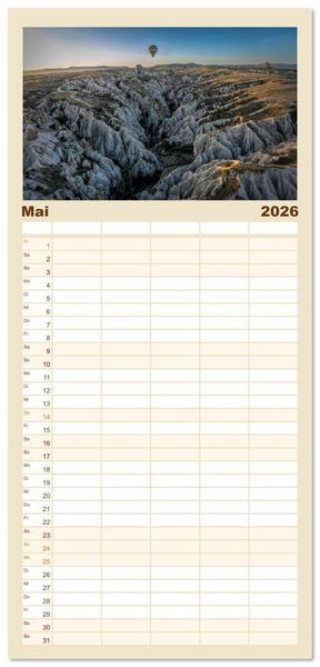 Produktbild: Familienplaner 2026 - Hei&szlig;luftballons Die sanften Riesen mit 5 Spalten (Wandkalender, 21 x 45 cm) CALVENDO