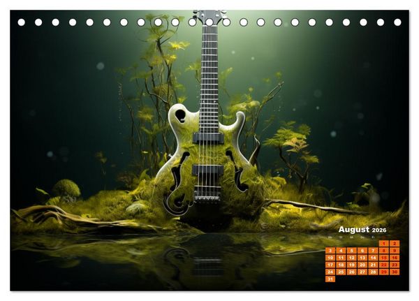 Produktbild: Sechs Saiten, Zw&ouml;lf Monate - Der Gitarrenkalender (Tischkalender 2026 DIN A5 quer), CALVENDO Monatskalender