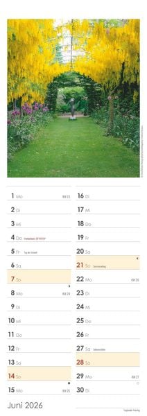 Produktbild: Gartenzauber 2026 - Streifenkalender 15x42 cm - mit viel Platz für Eintragungen - Gärten - Bildkalender - Wandplaner - Gartenkalender
