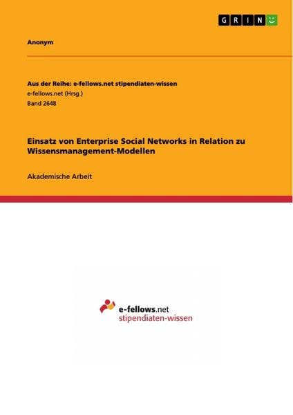 Produktbild: Einsatz von Enterprise Social Networks in Relation zu Wissensmanagement-Modellen