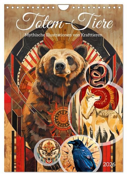 Produktbild: Totem-Tiere - Mythische Illustrationen von Krafttieren (Wandkalender 2026 DIN A4 hoch), CALVENDO Monatskalender