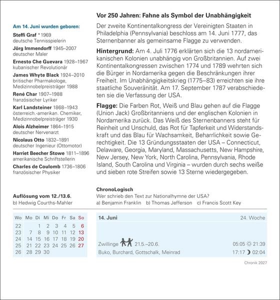 Produktbild: Chronik Tagesabrei&szlig;kalender 2027 - Kulturkalender - Personen, Ereignisse, Schaupl&auml;tze